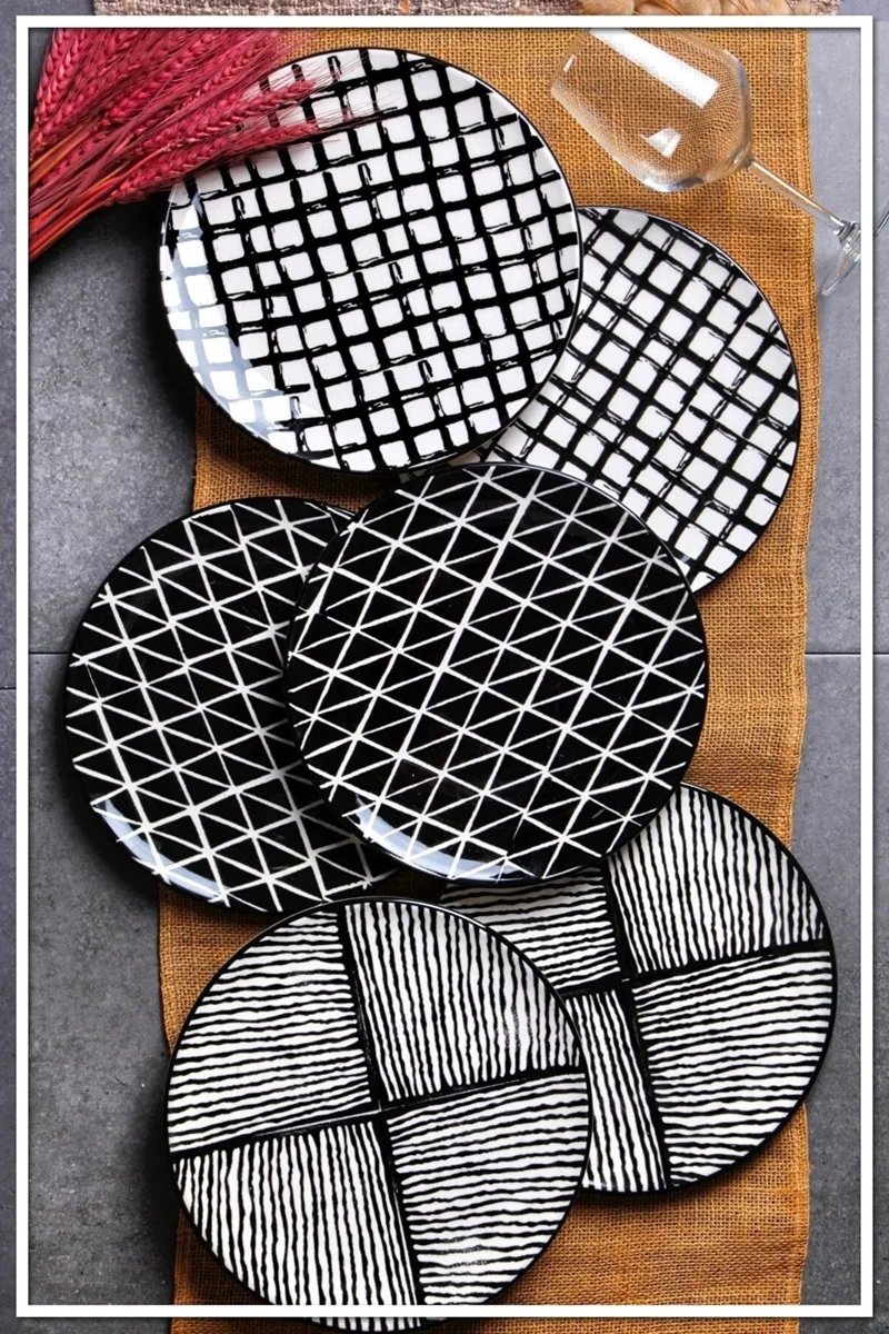 هازاربازار Handmade 6 Piece Luxury Ceramic Cake Serving Set