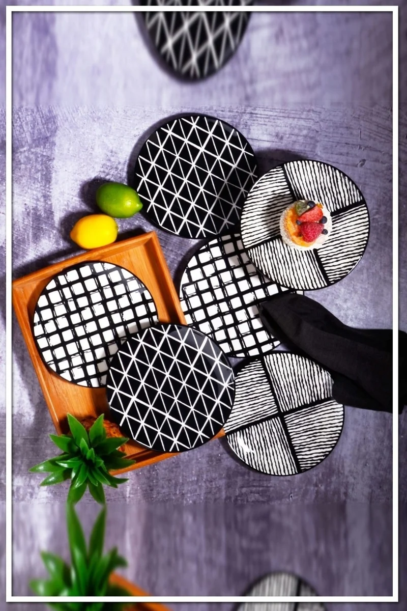 هازاربازار Handmade 6 Piece Luxury Ceramic Cake Serving Set