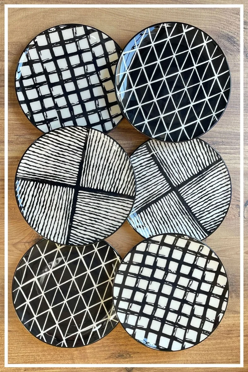 هازاربازار Handmade 6 Piece Luxury Ceramic Cake Serving Set