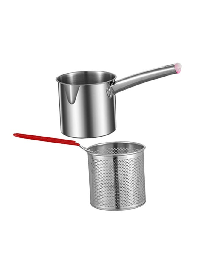 Kimaya Deep Fryer Pot with Strainer Basket & Anti-Scald Silicone Handle, 304 Stainless Steel Japanese Style Fryer Pan Portable Frying Pan for French Fries, Tempura, and Chicken - Image 4