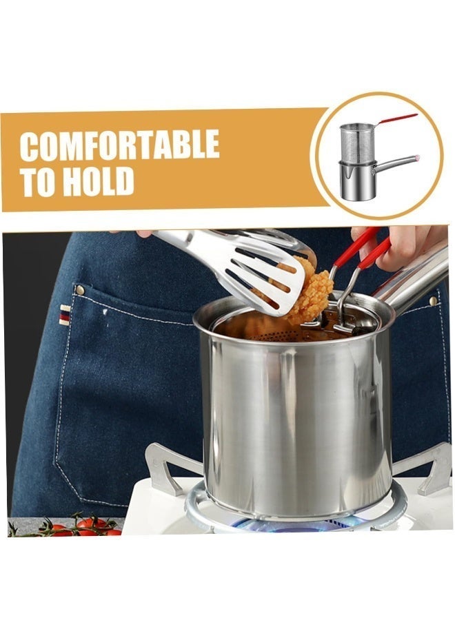 Kimaya Deep Fryer Pot with Strainer Basket & Anti-Scald Silicone Handle, 304 Stainless Steel Japanese Style Fryer Pan Portable Frying Pan for French Fries, Tempura, and Chicken - Image 5