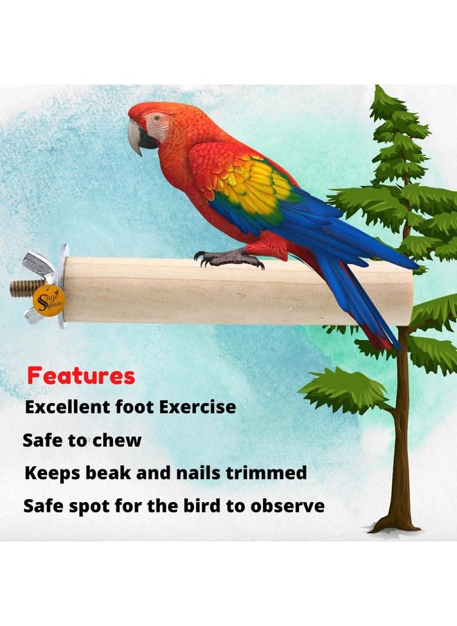 Sage Square Normal & Sand Perch Combo Of 6, 8 & 12 Inches Natural Wood Rough Sand Perches Grinding Nail | Playstand, Training, Cage Accessories |Finches, Parrot, Budgies, Cockatiels (Pack Of 3)  - Image 3