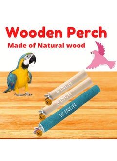 Sage Square Normal & Sand Perch Combo Of 6, 8 & 12 Inches Natural Wood Rough Sand Perches Grinding Nail | Playstand, Training, Cage Accessories |Finches, Parrot, Budgies, Cockatiels (Pack Of 3)  - Image 4