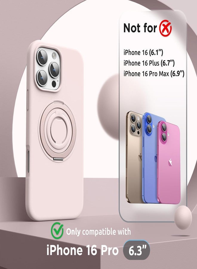 SURPHY for iPhone 16 Pro Case With Rotable Magnetic Ring Stand and Silicone Finger Ring Grip, Compatible with MagSafe, Slim Shockproof Phone Case for iPhone 16 Pro 6.3 Inch, Light Pink - Image 2
