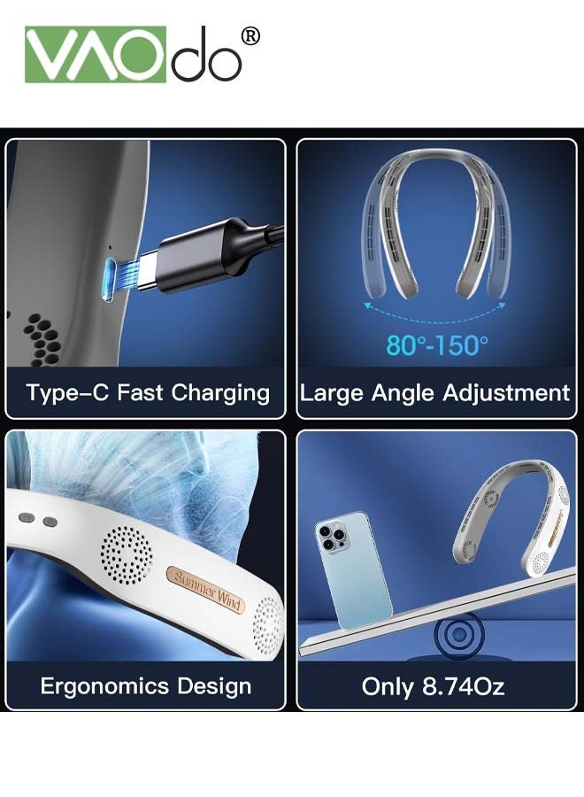 VAOdo 3-Speed Portable Neck Fan, Bladeless Hand-free Small Fan, Rechargeable Strong Wind Personal Fan Back to School Small Fan for Home Dormitory Office School - Image 4