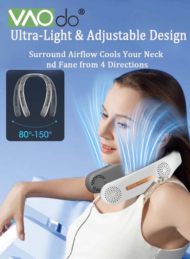 VAOdo 3-Speed Portable Neck Fan, Bladeless Hand-free Small Fan, Rechargeable Strong Wind Personal Fan Back to School Small Fan for Home Dormitory Office School - Image 3