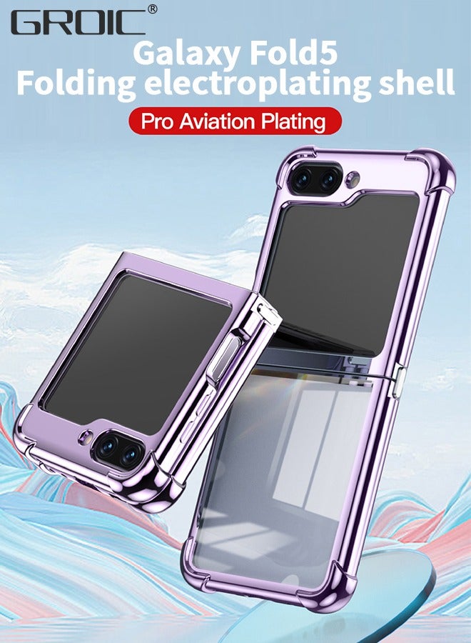 GROIC جراب مصمم لهاتف Samsung Galaxy Z Flip5 مقاس 6.7 بوصات مع عبوتين من أغطية حماية الشاشة، جراب واقٍ كامل فاخر وناعم وشفاف وخفيف الوزن ومقاوم للخدش - Image 2