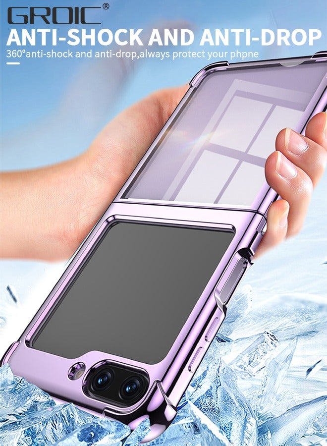 GROIC جراب مصمم لهاتف Samsung Galaxy Z Flip5 مقاس 6.7 بوصات مع عبوتين من أغطية حماية الشاشة، جراب واقٍ كامل فاخر وناعم وشفاف وخفيف الوزن ومقاوم للخدش - Image 5