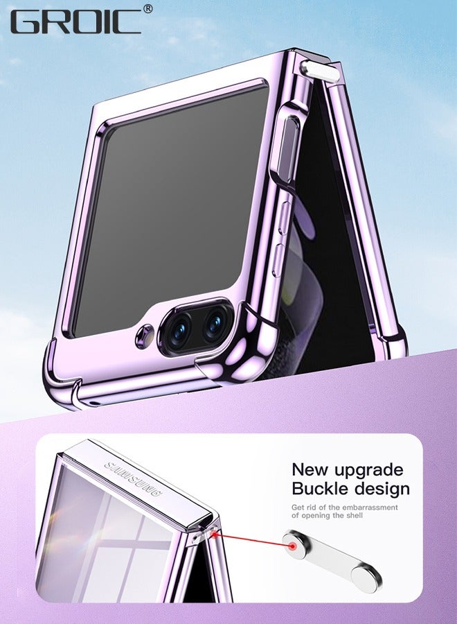 GROIC جراب مصمم لهاتف Samsung Galaxy Z Flip5 مقاس 6.7 بوصات مع عبوتين من أغطية حماية الشاشة، جراب واقٍ كامل فاخر وناعم وشفاف وخفيف الوزن ومقاوم للخدش - Image 3