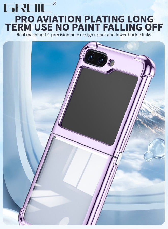 GROIC جراب مصمم لهاتف Samsung Galaxy Z Flip5 مقاس 6.7 بوصات مع عبوتين من أغطية حماية الشاشة، جراب واقٍ كامل فاخر وناعم وشفاف وخفيف الوزن ومقاوم للخدش - Image 4