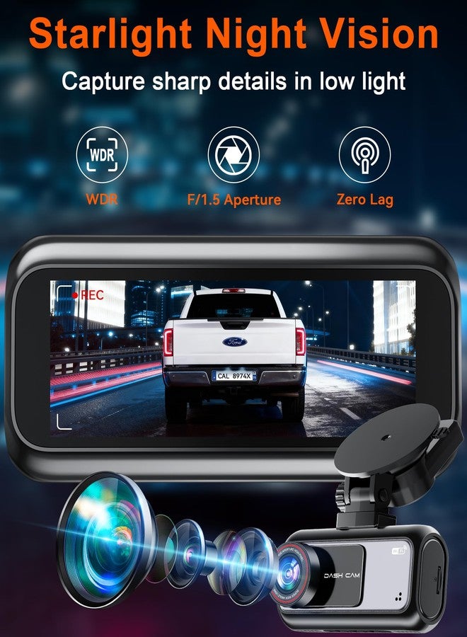 Pemacom Dual Dash Cam for SUV: 4K Front + 2K Rear WiFi GPS for RAV4 CR-V HR-V Equinox Highlander Explorer - 72H Parking Mode Loop Recording G-Sensor 64GB - Image 5