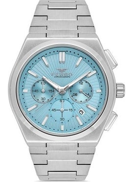 FERRO Men's New Season Square-Round Case Inside Turquoise Functions Active Wristwatch + Bracelet Gift  - Image 1