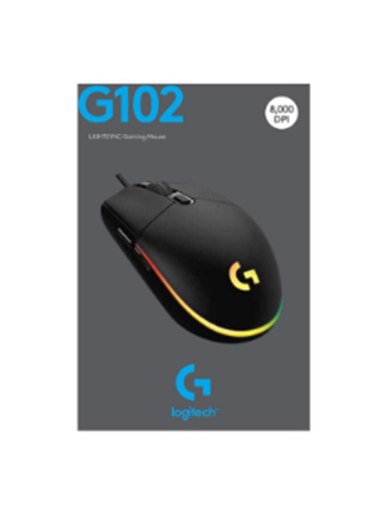 G102 Light Sync Gaming Mouse with Customizable RGB Lighting, 6 Programmable ons Light Weight Black