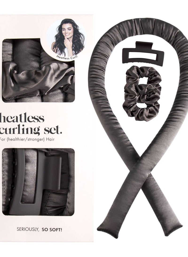 Generic Heatless Natural Wave Curling Wand Set - Lazy Curling Wand - Silk Curling Wand Headband - Overnight Natural Heatless Curling Wand for Most Hair Types Natural Curling Bands and Curling Wands, (Dark Grey) - Image 1