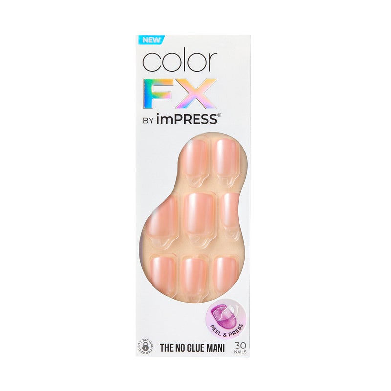 Impress KISS imPRESS No Glue Mani Press On Nails, Color FX, 'The Weekends', Pink, Short Size, Squoval Shape, Includes 30 Nails, Prep Pad, Instructions Sheet, 1 Manicure Stick, 1 Mini File - Image 1