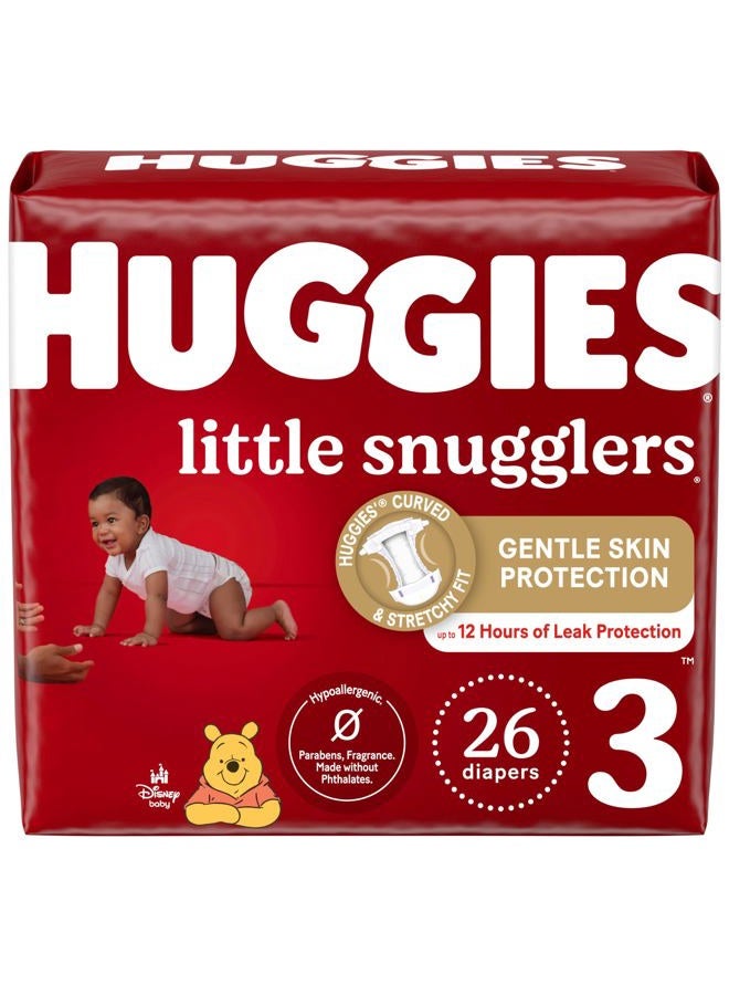 HUGGIES Baby Diapers Size 3 (16-28 lbs), 26ct, Huggies Little Snugglers - Image 1