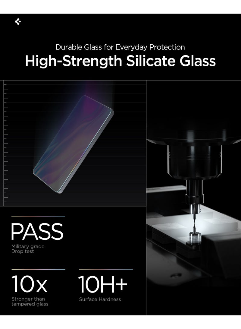 Spigen GLAStR EZ FIT PRO [PRIVACY 2 Pack] Samsung Galaxy S26 PLUS Privacy Screen Protector Premium Tempered Glass [Aluminum-Enhanced Durability] Impact resistance | Auto Alignment - 2 PACK - Image 3