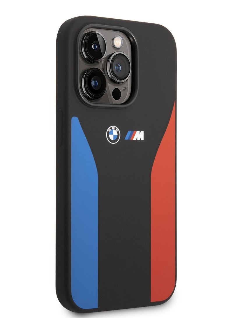 بي إم دبليو حافظة M Collection من السيليكون السائل مع طباعة ثلاثية الألوان وشعار لهاتف ايفون 14 برو - Image 2