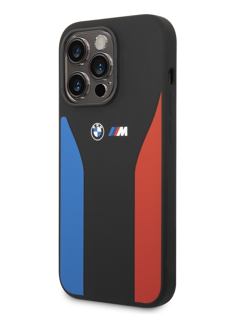 بي إم دبليو حافظة M Collection من السيليكون السائل مع طباعة ثلاثية الألوان وشعار لهاتف ايفون 14 برو - Image 5