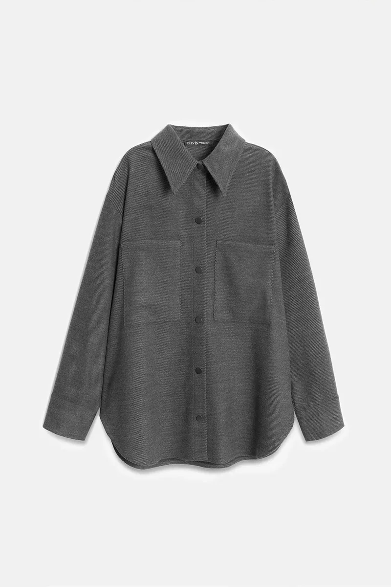 Dilvin DILVIN Oversized Long-Sleeve Knit Overshirt