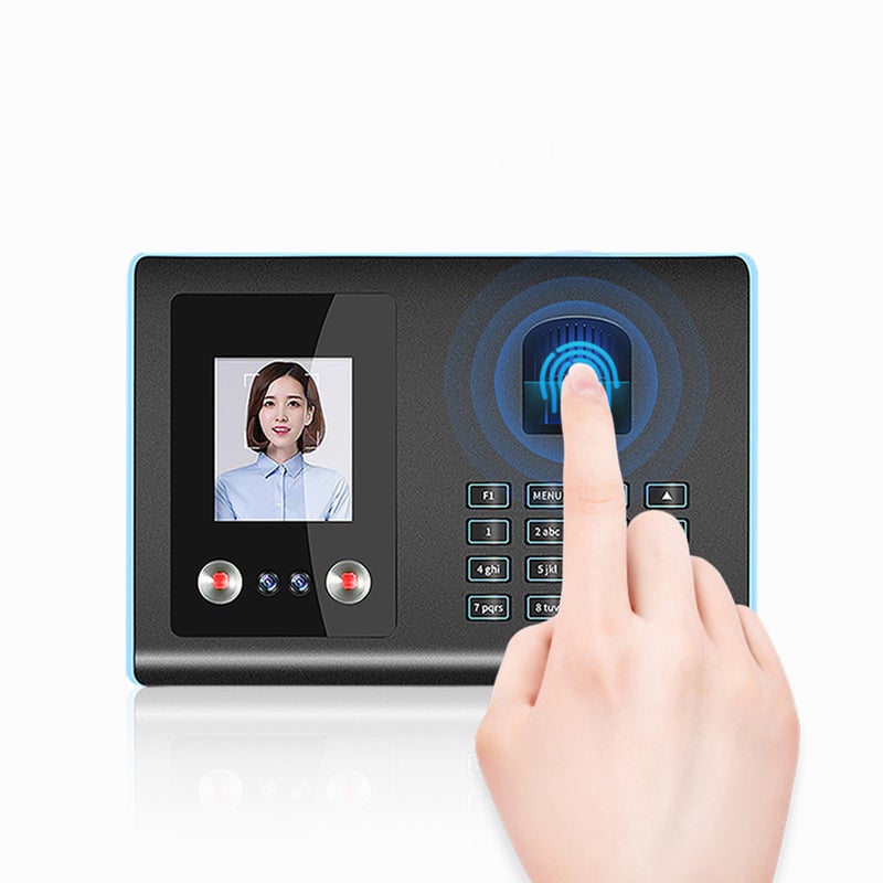 Facial Recognition Time Clock LCD Display Fingerprint Employee Attendance Payroll Recorder Support Chinese English Portuguese Spanish Japanese French (Black) - Image 3