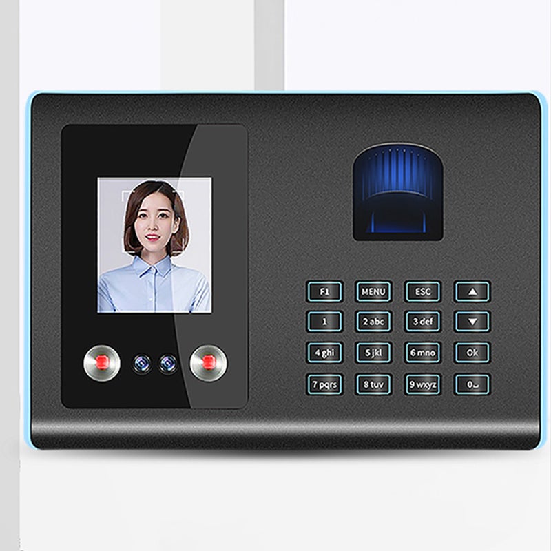 Facial Recognition Time Clock LCD Display Fingerprint Employee Attendance Payroll Recorder Support Chinese English Portuguese Spanish Japanese French (Black) - Image 2