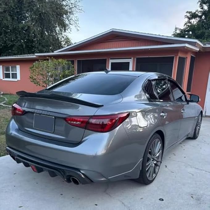 NeespoC Rear Diffuser W/LED Brake Light Fit for Infiniti Q50 2018-2024 3.0t/ Luxe/RED Sport 400/ Sensory,Rear Bumper Lower Lip Splitter Spoiler Body Kit Trim Exterior Accessories(Carbon Fiber Style) - Image 3