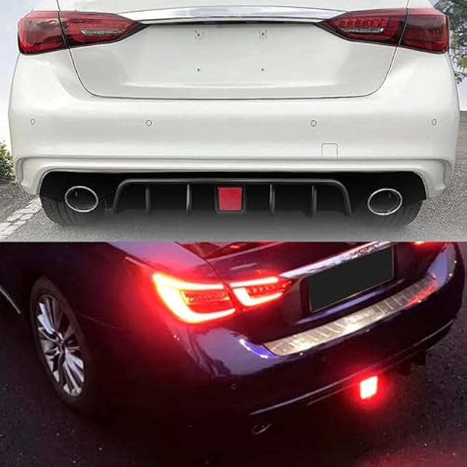 NeespoC Rear Diffuser W/LED Brake Light Fit for Infiniti Q50 2018-2024 3.0t/ Luxe/RED Sport 400/ Sensory,Rear Bumper Lower Lip Splitter Spoiler Body Kit Trim Exterior Accessories(Carbon Fiber Style) - Image 4