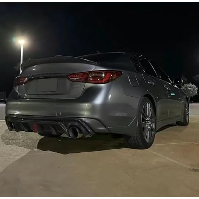 NeespoC Rear Diffuser W/LED Brake Light Fit for Infiniti Q50 2018-2024 3.0t/ Luxe/RED Sport 400/ Sensory,Rear Bumper Lower Lip Splitter Spoiler Body Kit Trim Exterior Accessories(Carbon Fiber Style) - Image 5