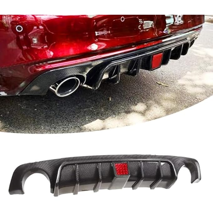 NeespoC Rear Diffuser W/LED Brake Light Fit for Infiniti Q50 2018-2024 3.0t/ Luxe/RED Sport 400/ Sensory,Rear Bumper Lower Lip Splitter Spoiler Body Kit Trim Exterior Accessories(Carbon Fiber Style) - Image 1