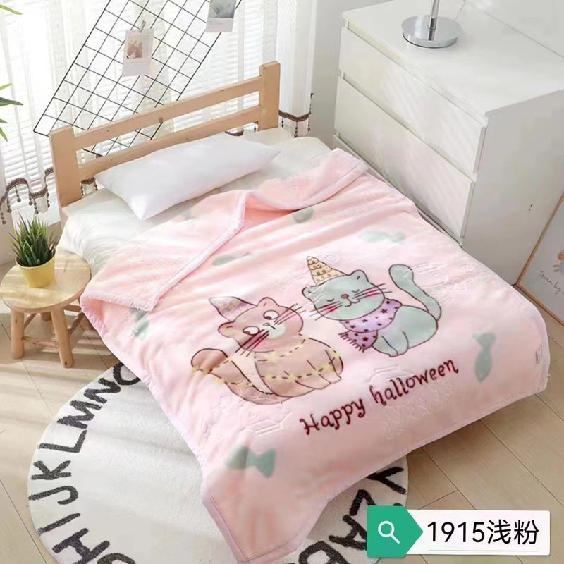 Autumn and winter newborn blanket childrens blanket double thick winter cloud blanket kindergarten knitted blanket wholesale Pink Kitty 110*135 