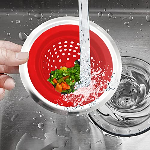 P-Plus International Kitchen Sink Strainer Food Catcher Flexible Silicone Good Grip Kitchen Sink Drainers Traps Food Debris and Prevents Clogs for Most Sink Drains(Red, Pack of 1) - Image 5