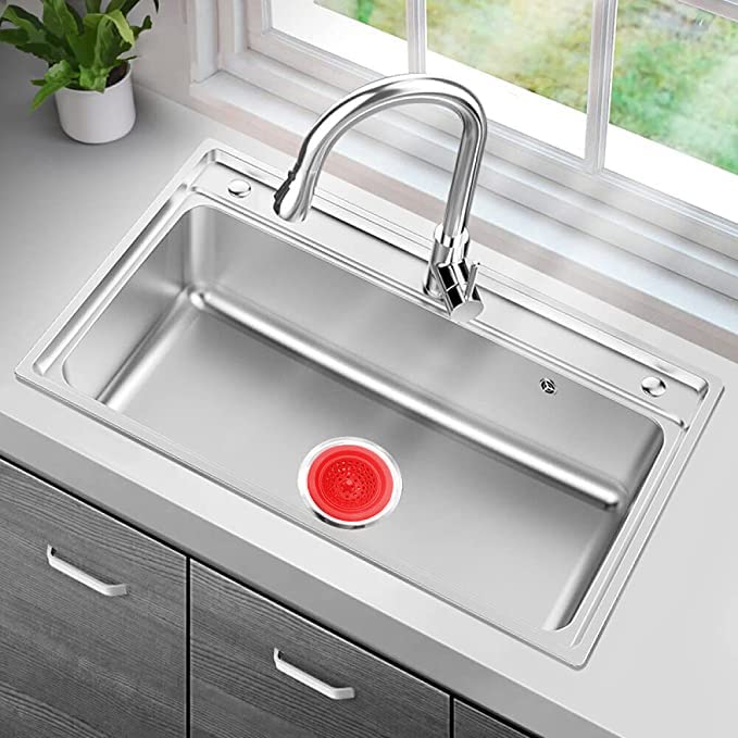 P-Plus International Kitchen Sink Strainer Food Catcher Flexible Silicone Good Grip Kitchen Sink Drainers Traps Food Debris and Prevents Clogs for Most Sink Drains(Red, Pack of 1) - Image 4