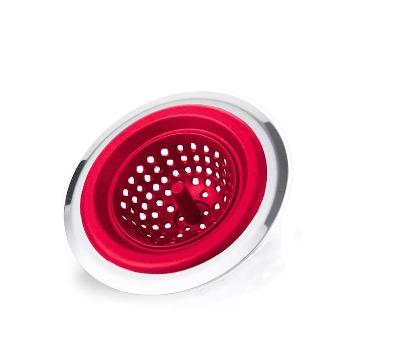 P-Plus International Kitchen Sink Strainer Food Catcher Flexible Silicone Good Grip Kitchen Sink Drainers Traps Food Debris and Prevents Clogs for Most Sink Drains(Red, Pack of 1) - Image 1