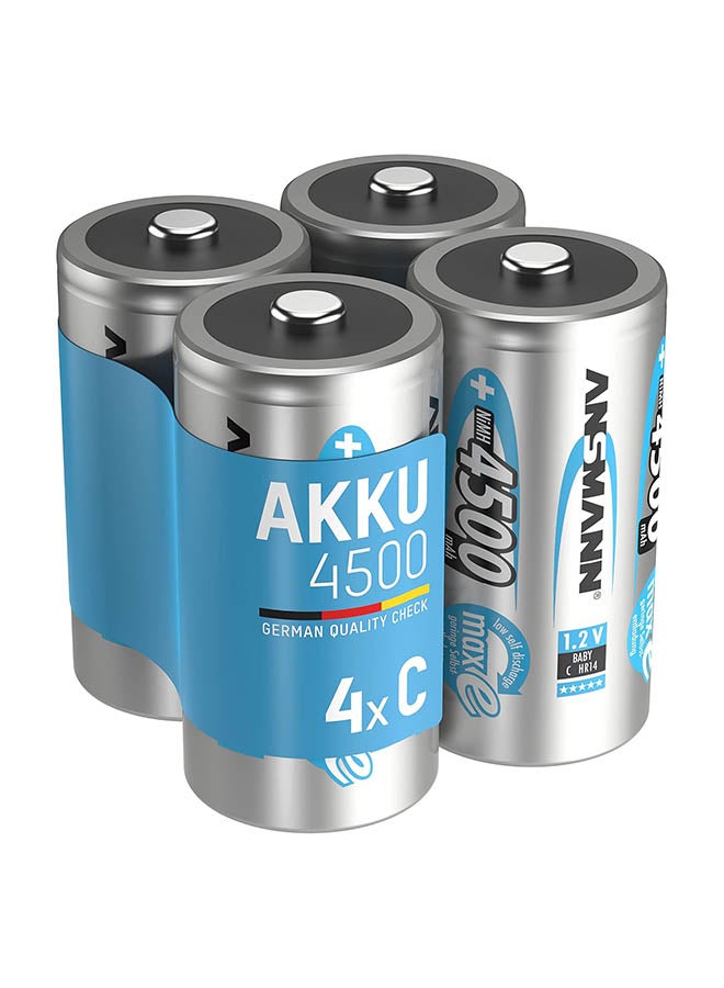 ANSMANN بطاريات بحجم C [عبوة من 4 قطع] بطارية Nimh Maxe Pro طويلة الأمد وقابلة لإعادة الشحن ومشحونة مسبقًا من النوع C بسعة 4500 مللي أمبير في الساعة للمصابيح اليدوية وآلات التشغيل والألعاب ومصابيح LED - Image 1
