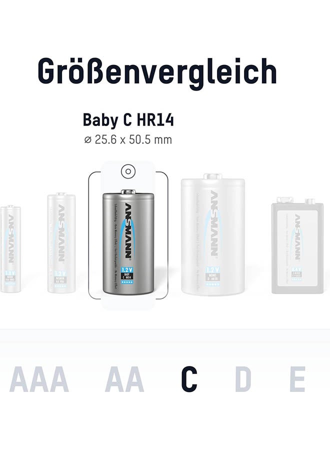 ANSMANN بطاريات بحجم C [عبوة من 4 قطع] بطارية Nimh Maxe Pro طويلة الأمد وقابلة لإعادة الشحن ومشحونة مسبقًا من النوع C بسعة 4500 مللي أمبير في الساعة للمصابيح اليدوية وآلات التشغيل والألعاب ومصابيح LED - Image 2