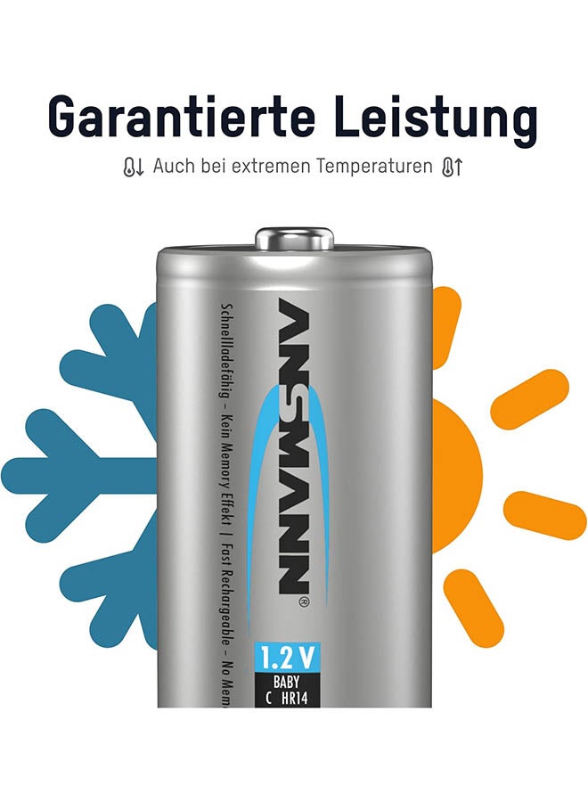 ANSMANN بطاريات بحجم C [عبوة من 4 قطع] بطارية Nimh Maxe Pro طويلة الأمد وقابلة لإعادة الشحن ومشحونة مسبقًا من النوع C بسعة 4500 مللي أمبير في الساعة للمصابيح اليدوية وآلات التشغيل والألعاب ومصابيح LED - Image 4