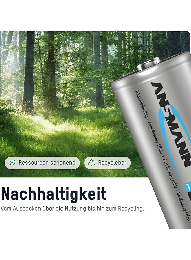 ANSMANN بطاريات بحجم C [عبوة من 4 قطع] بطارية Nimh Maxe Pro طويلة الأمد وقابلة لإعادة الشحن ومشحونة مسبقًا من النوع C بسعة 4500 مللي أمبير في الساعة للمصابيح اليدوية وآلات التشغيل والألعاب ومصابيح LED - Image 3