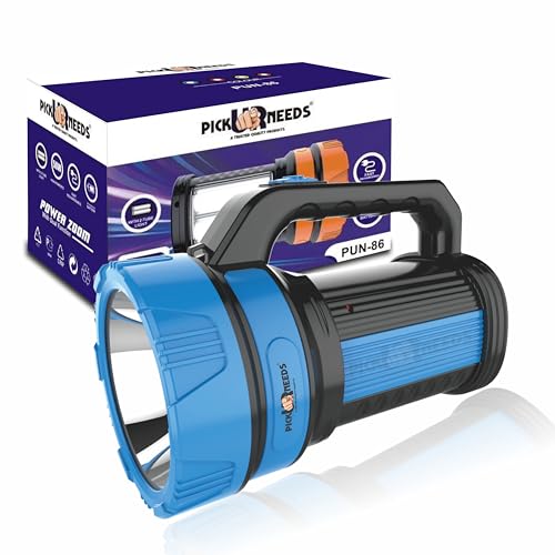 Pick Ur Needs 50W Rechargeable Long Range Search Torch Light with 2 Side Emergency Kissan Light (Blue), LED, 1000 lumen - Image 1