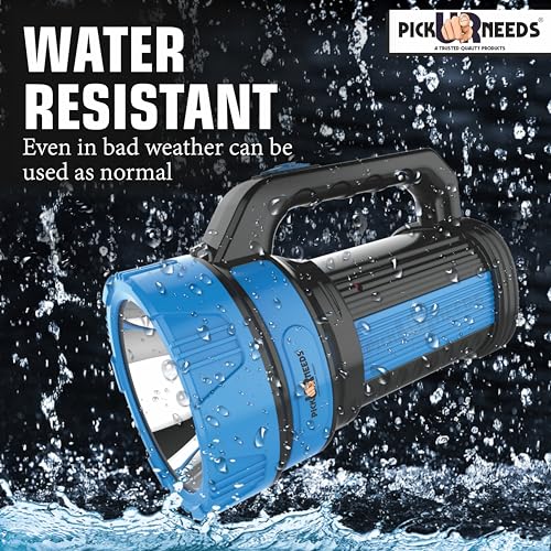 Pick Ur Needs 50W Rechargeable Long Range Search Torch Light with 2 Side Emergency Kissan Light (Blue), LED, 1000 lumen - Image 3