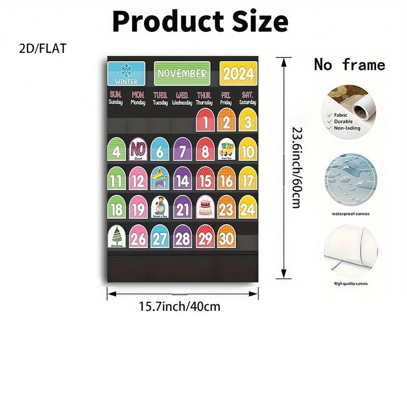 Educational Calendar Chart Poster With Monthly Activity Icons And Color-Coded Weekly Schedule For Classroom Wall Decor 70*140cm - Image 3