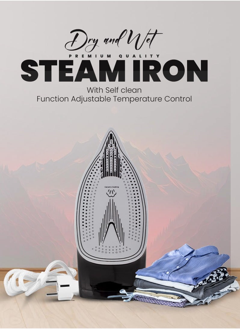 Stargold - Dry and Wet Steam Iron With Self-clean function Adjustable Temperature Control Ceramic Soleplate 2200W Black 978 - Image 1
