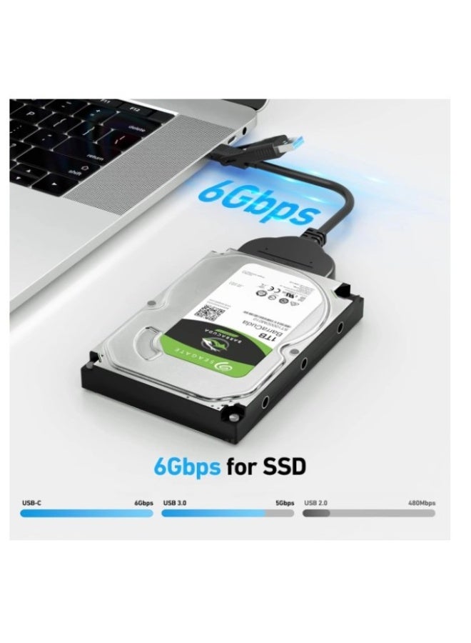 Haing محول USB3.0/TYPE-C إلى SATA Ill متوافق مع أقراص HDD و SSD بحجم 2.5 بوصة - Image 2