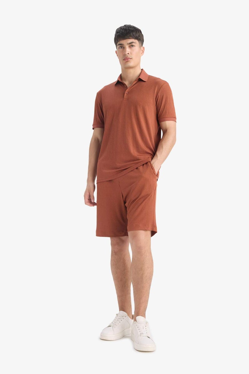 DeFacto Slim Fit Textured Short Sleeve Crinkle Polo T-Shirt - Image 4