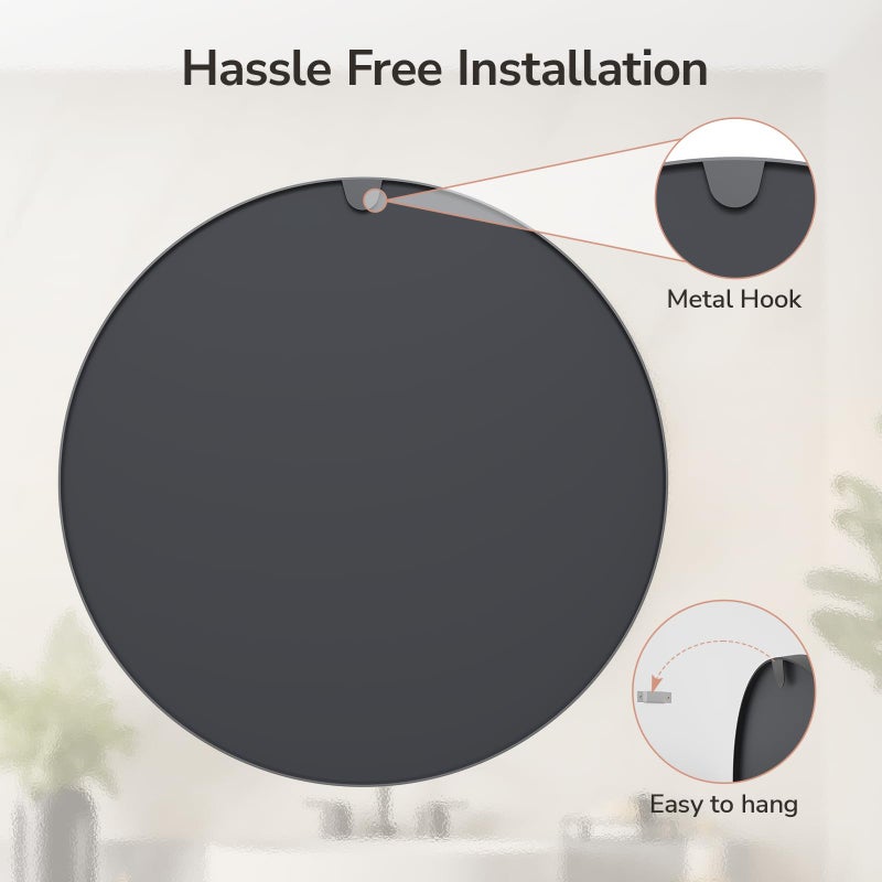 USHOWER 2- Pack Bathroom Mirrors for Over Sink, 30 Inch Circle Mirror with Metal Frame, Black Wall Mirror Modern Decoration for Vanity, Entryway, Living Room, Hallway and Bedroom - Image 5
