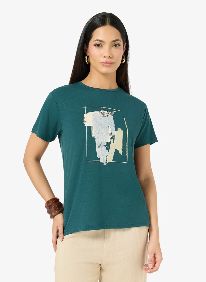 ريبلز مع نمشي Ladies Crew Neck Printed T-shirt