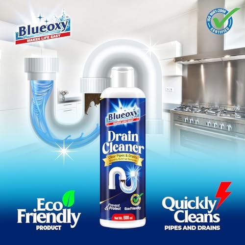 Blueoxy Drain Clog Remover Liquid | Used for Shower & Sink Drains & Pipes | Pure Gel Based | 500 Ml | Pack of 1 - Image 2