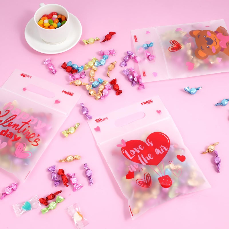 Hallswl 48Pcs Valentines Day Gifts Bags,Valentines Themed Plastic Bags Cellophane Candy Treat Goodie Bag for Valentineâ€™s Day Classroom School Kids Gift Exchange Party Favors - Image 4