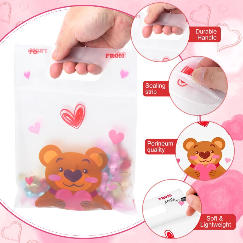 Hallswl 48Pcs Valentines Day Gifts Bags,Valentines Themed Plastic Bags Cellophane Candy Treat Goodie Bag for Valentineâ€™s Day Classroom School Kids Gift Exchange Party Favors - Image 3