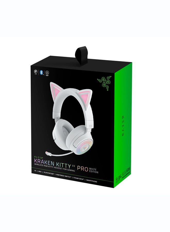 Razer Kraken Kitty V3 X - Wired Kitty Headset for Gaming - Iconic Kitty Ears - 270g Lightweight - HyperClear Cardioid Mic - TriForce 40 mm Drivers - 3,5mm Audio Jack | White I RZ04-05350300-R3M1 - Image 1